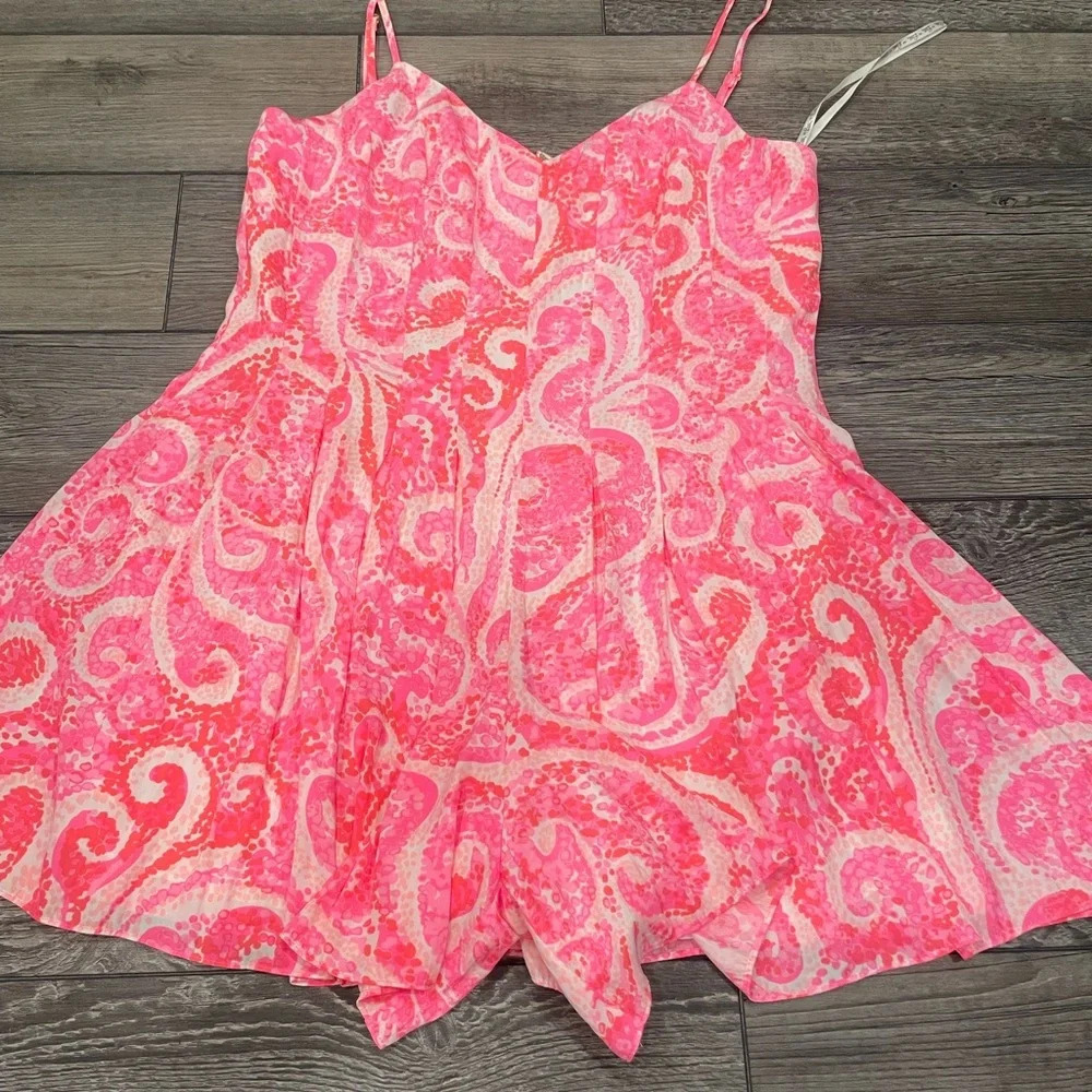 Lilly Pulitzer Womens Kyla Slip Dress Romper Size 0 Pink Pout Paisley - Picture 9 of 14